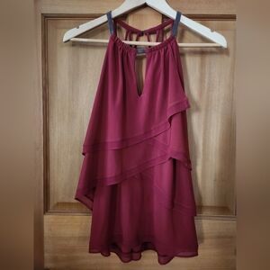 White House Black Market Small Red and silver NEW top